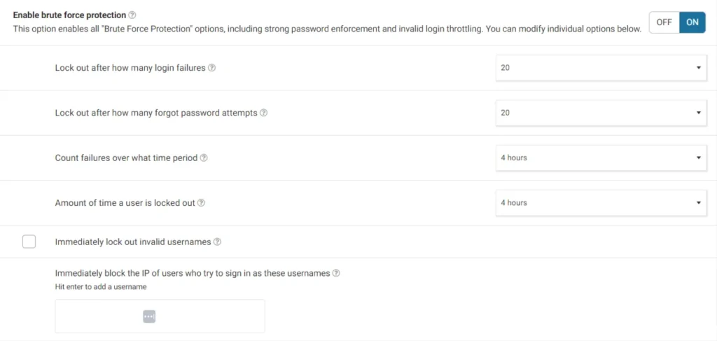 Brute Force Protection