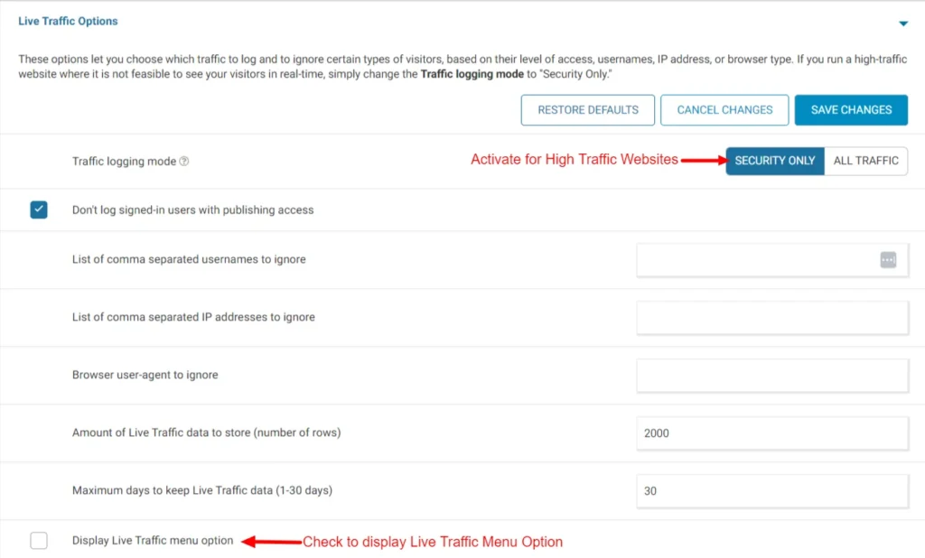 Live Traffic Options