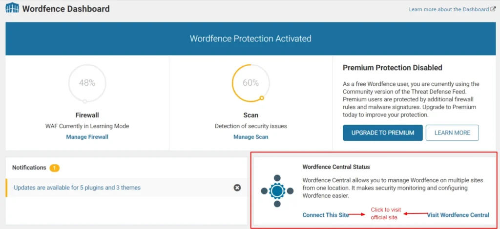 Wordfence Central Status