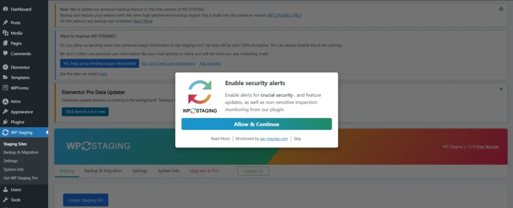 Enable security alerts