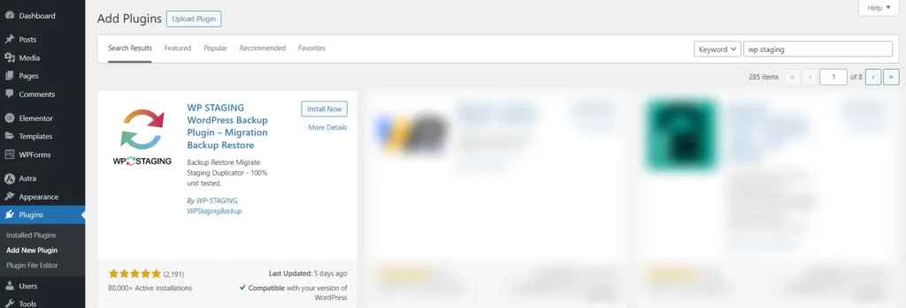 Install WP Staging Plugin