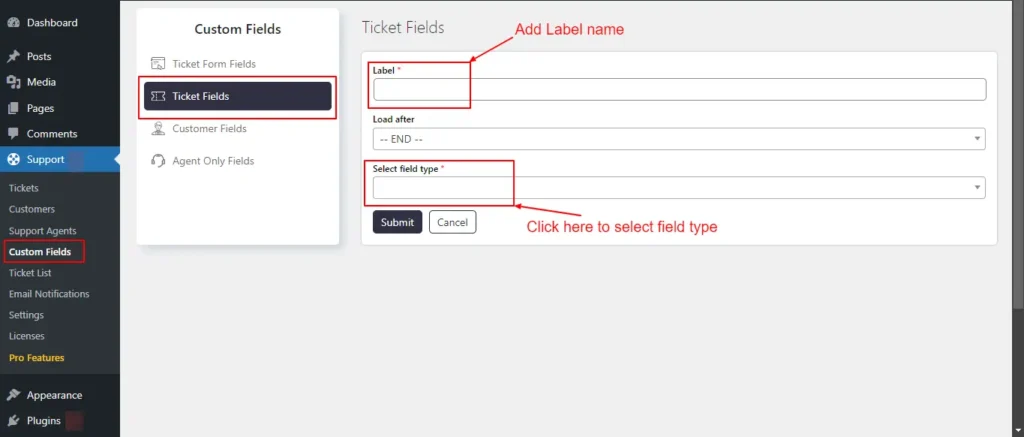 Adding New Ticket fields in the custom field