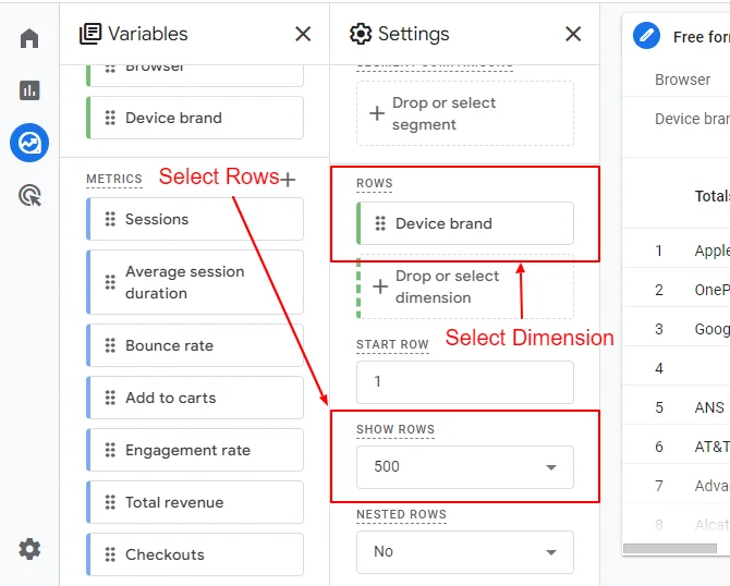 Double click or drag & drop or select Dimension in rows