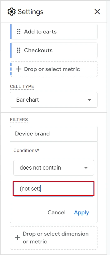 Set Filter Expression to (not set)