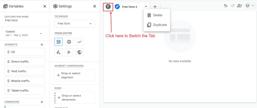 Switch between Tabs