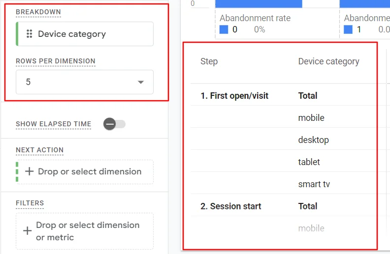 Select Device Category in Breakdown drop target