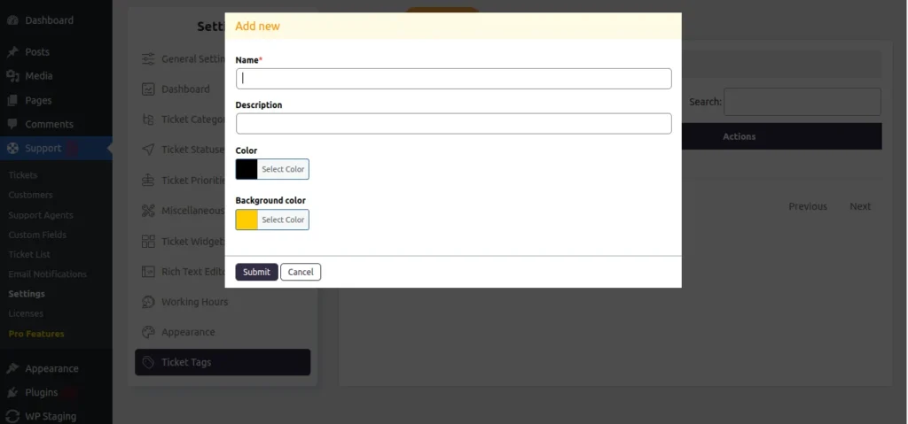 Add new Ticket tag