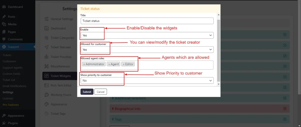 Edit Ticket Widgets