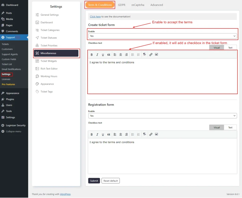 Miscellaneous → Terms & Conditions