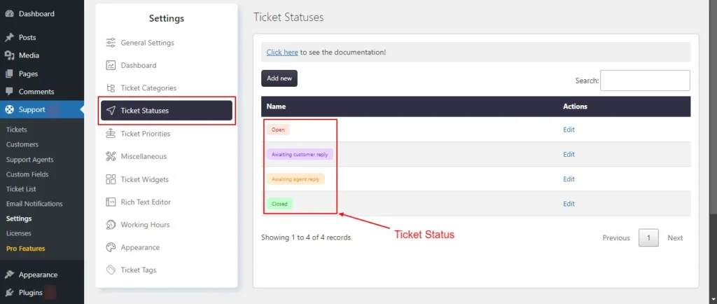 Ticket Status