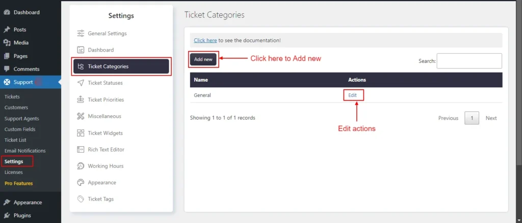 Ticket categories